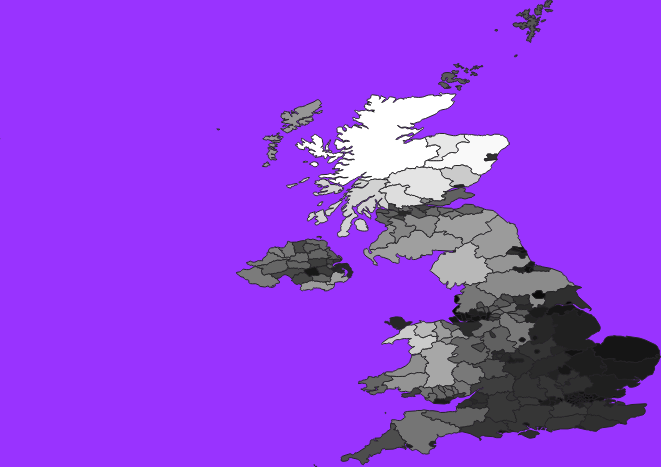 United Kingdom elevation map